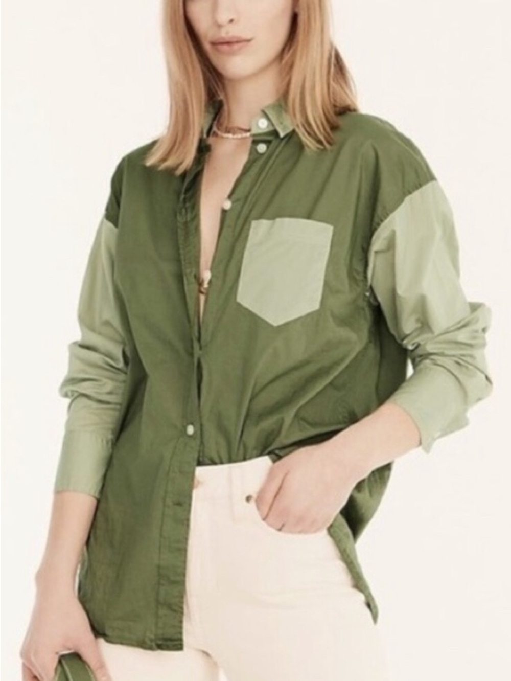 J. Crew Two-Tone Olive Green Button-Down Shirt